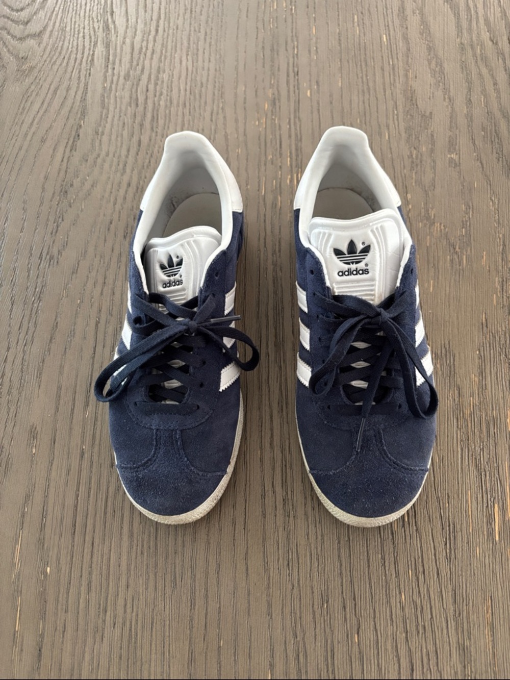 adidas Gazelle Navy Suede Sneakers with White Three Stripes
